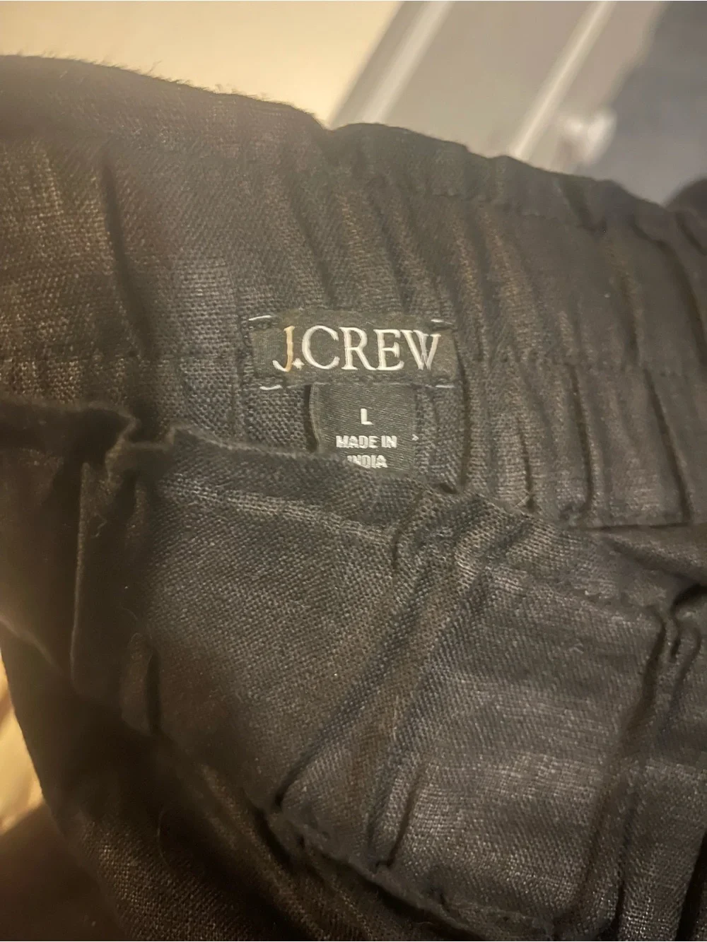 J. Crew Black Linen-Blend Elastic-Waist Shorts, L